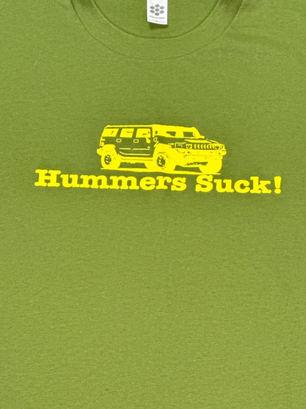 American Apparel Girls L Hummers Suck Graphic T Shirt Green Made USA Cotton